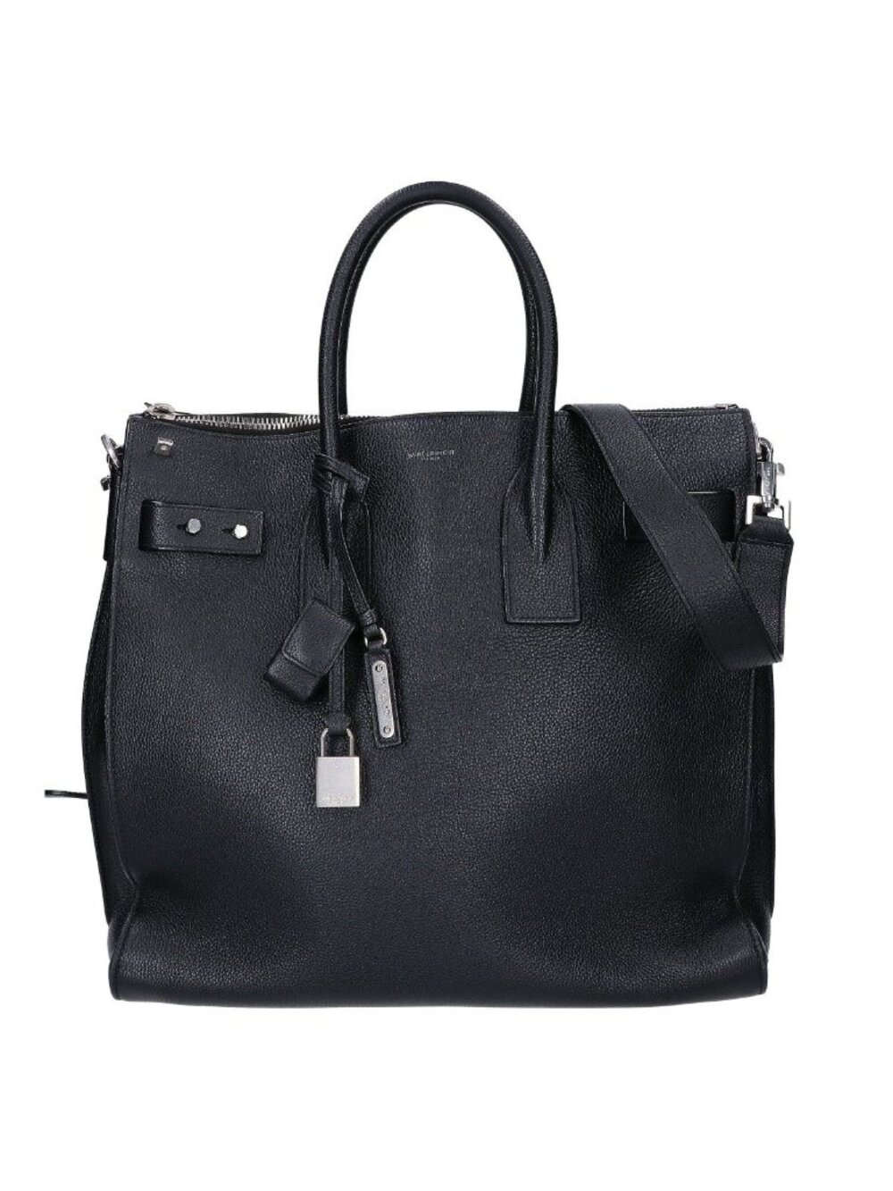 Saint Laurent Paris Grain Calfskin Sac de Jour Souple North South 2-Way Handbag